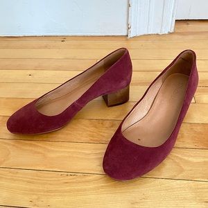Madewell Ella Pumps Low Heel Suede Dark Merlot